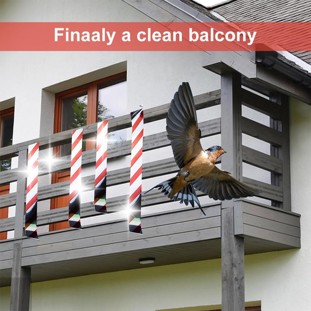 Supvox Bird Scare Reflective Tape for Balcony and Garden with Double Sided Red Silver 2.4cm x 300m Roll | Humane Outdoor Bird Repellent