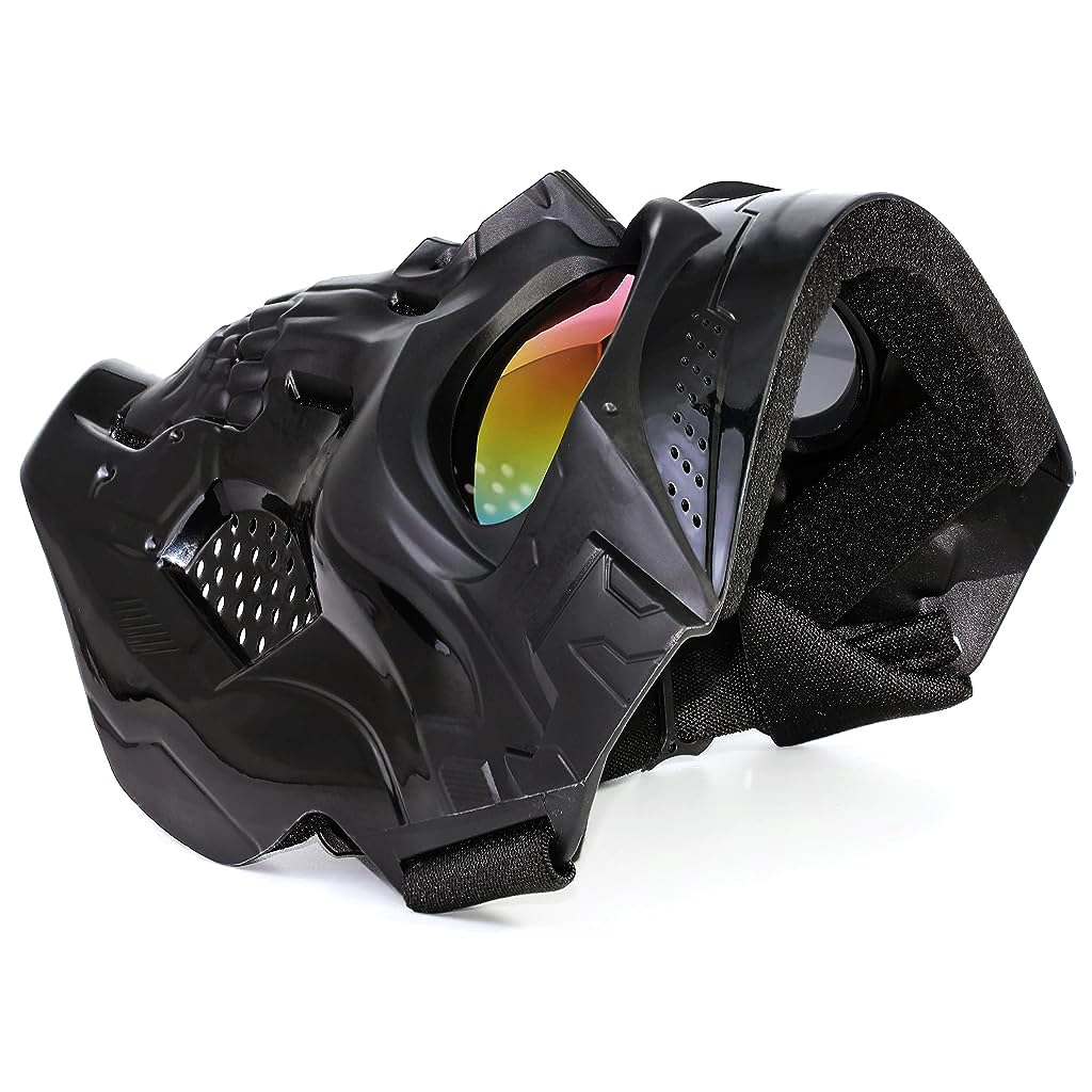 PROBEROS protective goggles with detachable mask for motorcycle riding featuring skull design and UV protection | full face cover for men and women