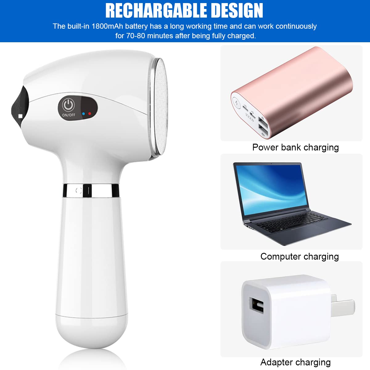 HANNEA Electronic Foot Callus Remover for Pedicure with Dual Head Design and 1800mAh Battery