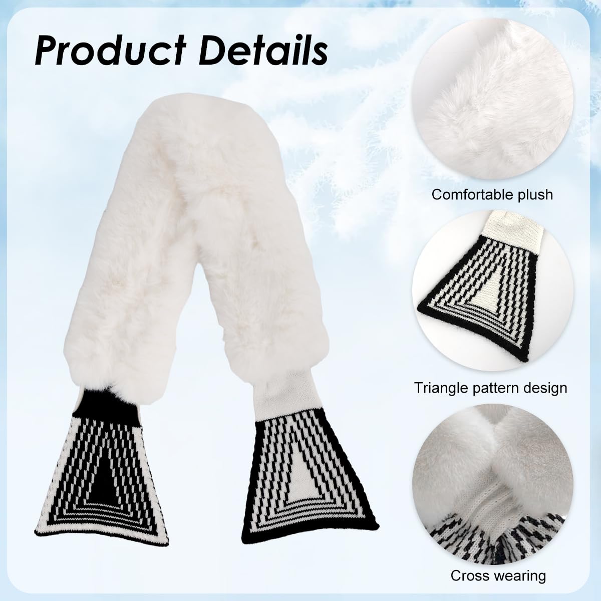 SANNIDHI Thermal Fake Collar Winter Scarf for Women with Plush Faux Fur and Front Tie | Soft Neck Warmer for Cold Weather
