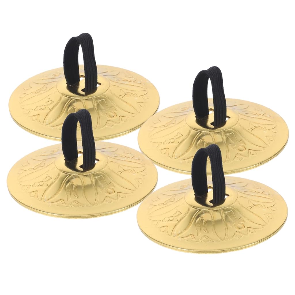 Proberos® 2 Pairs Finger Cymbals for Belly Dancing 5.3cm Dia Metal Sagats Instrument Copper Finger Cymbals for Belly Dance Performance