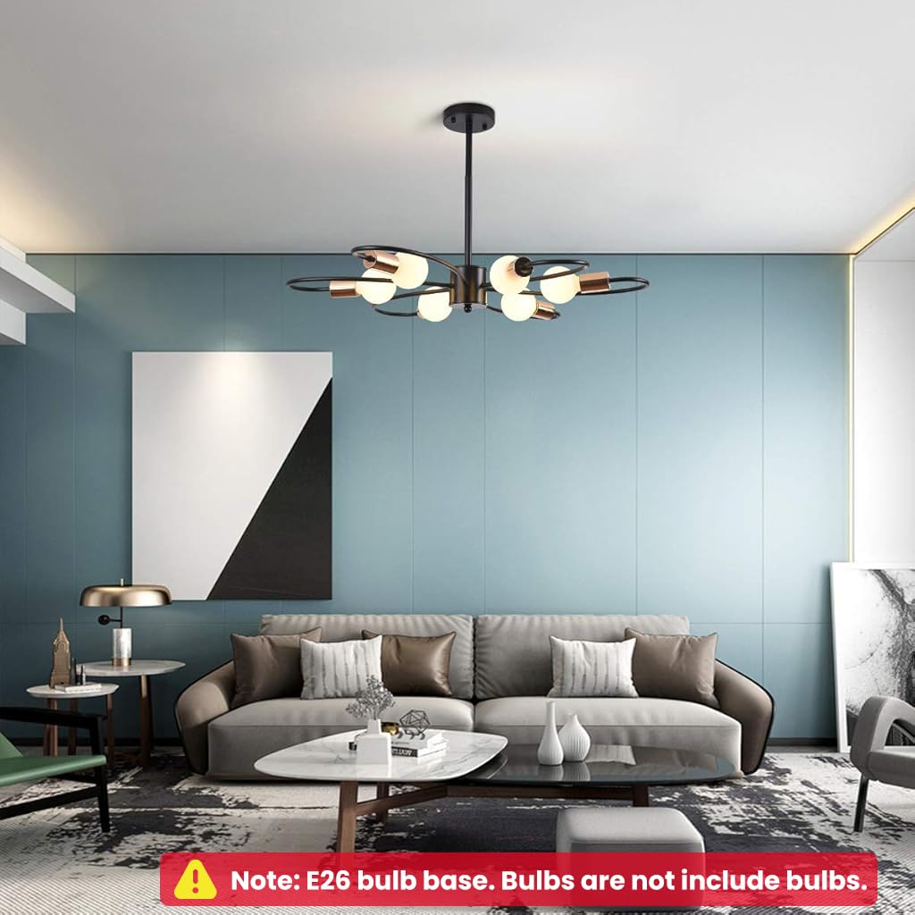 ELEPHANTBOAT Ceiling Light Fixture for Living Room with 6 Lights and 30.7 in Floral Design