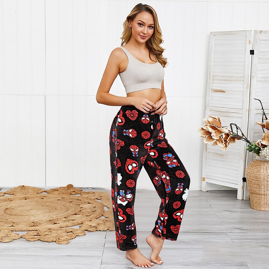 SANNIDHI Anime Pajama Pants for Women featuring Flannel Fabric and Elastic Waist | 2XL