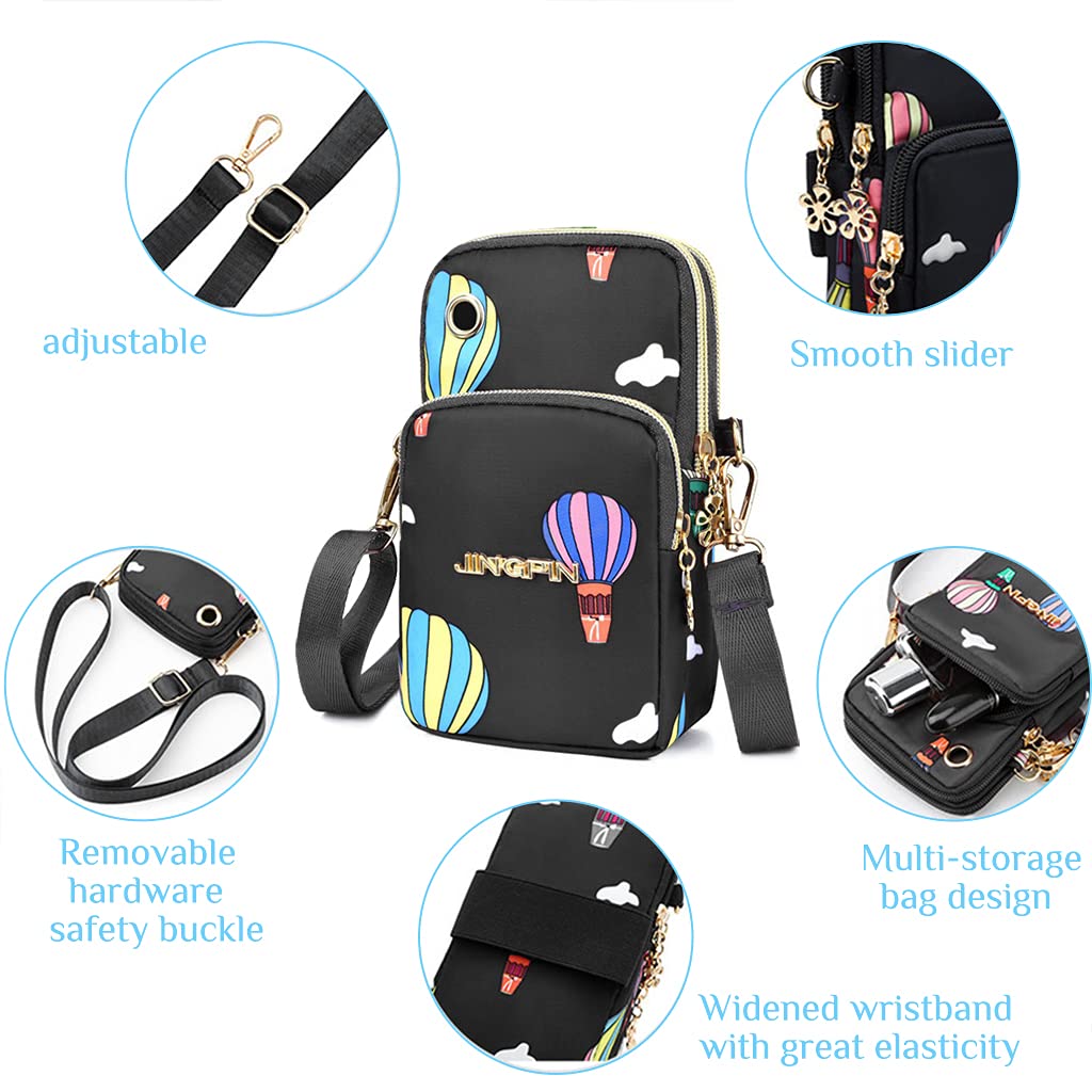 PALAY  Small Cross Body Bag, Multifunction 3 Layer Mini Crossbody Shoulder Bag Phone Purse Armband with Headphone Port for Teens Girls Ladies Women (Multi-color)