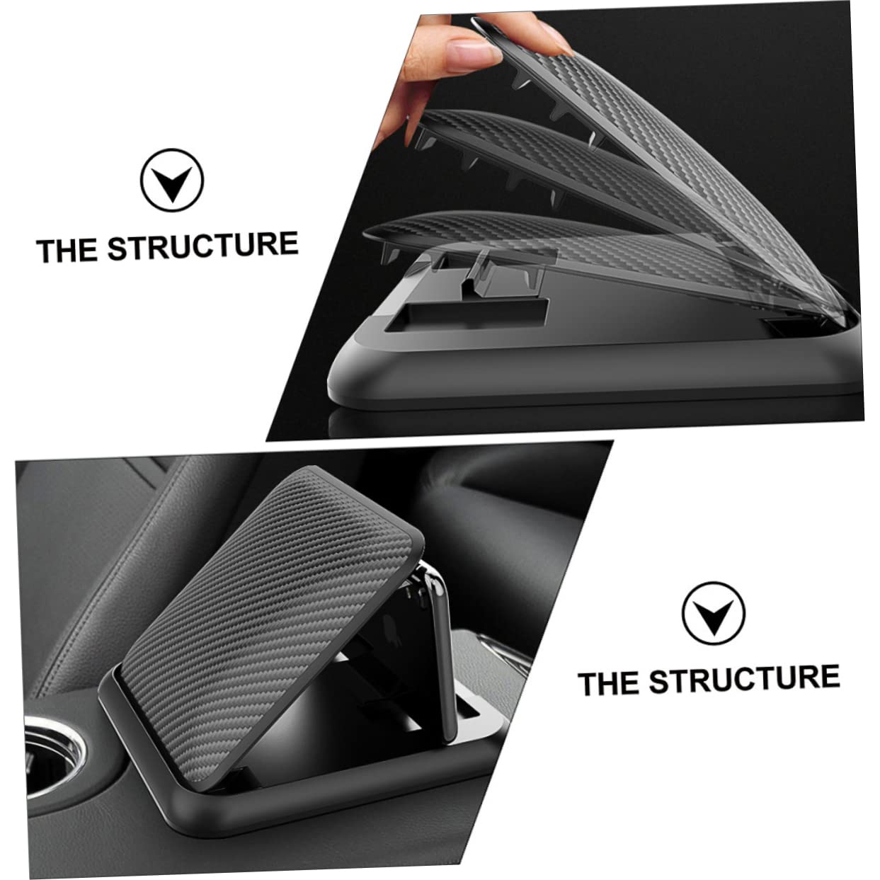 STHIRA Mobile Holder for Car with Folding Design and Secure Suction Cup | Carbon Fiber Pattern Dashboard Mount