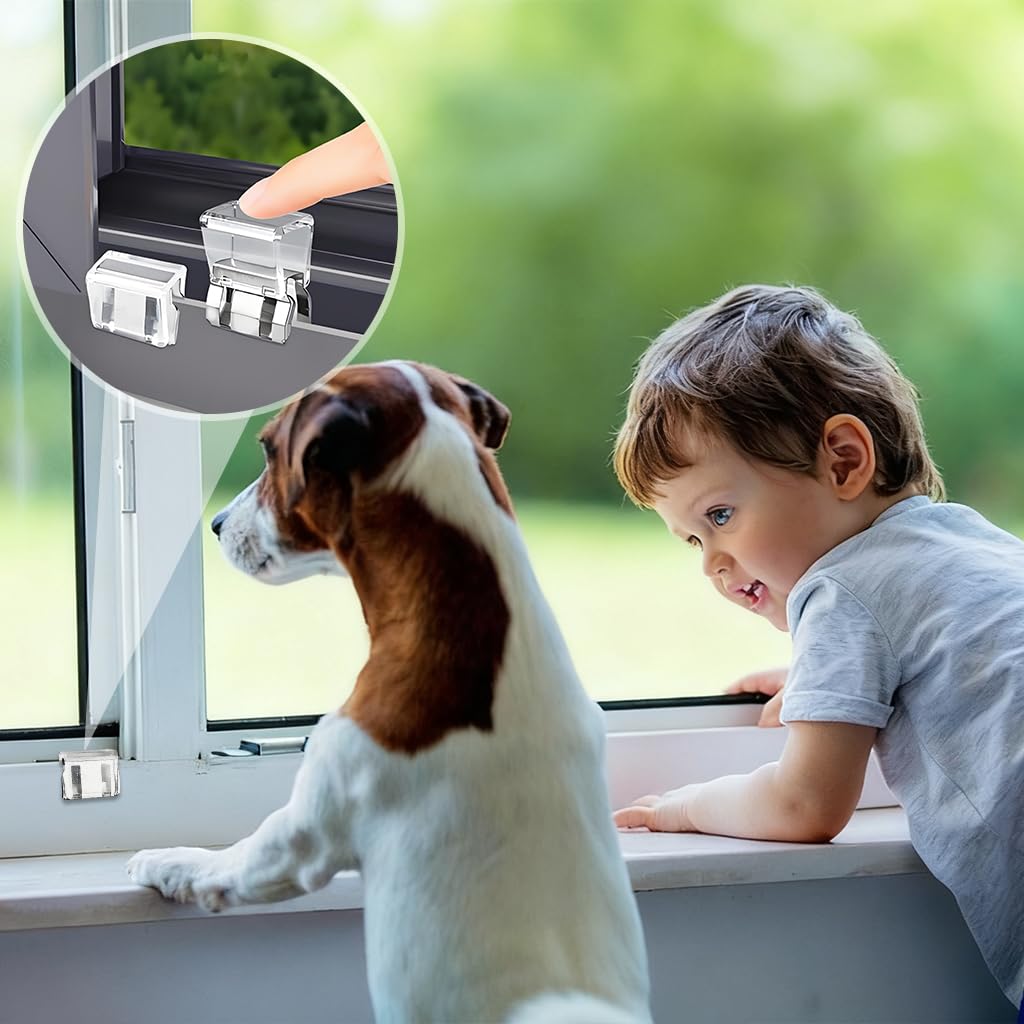 HASTHIP Sliding Window Track Stopper Clips for Child Safety with Screw Lock | 10Pcs PP and Metal