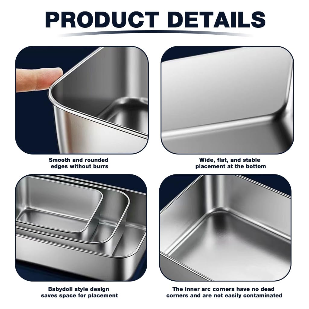 HASTHIP Stainless Steel Food Containers Set for Freezer and Outdoor Use with Clear Leak Proof Lids | 3 Sizes 650ml 1100ml 1700ml