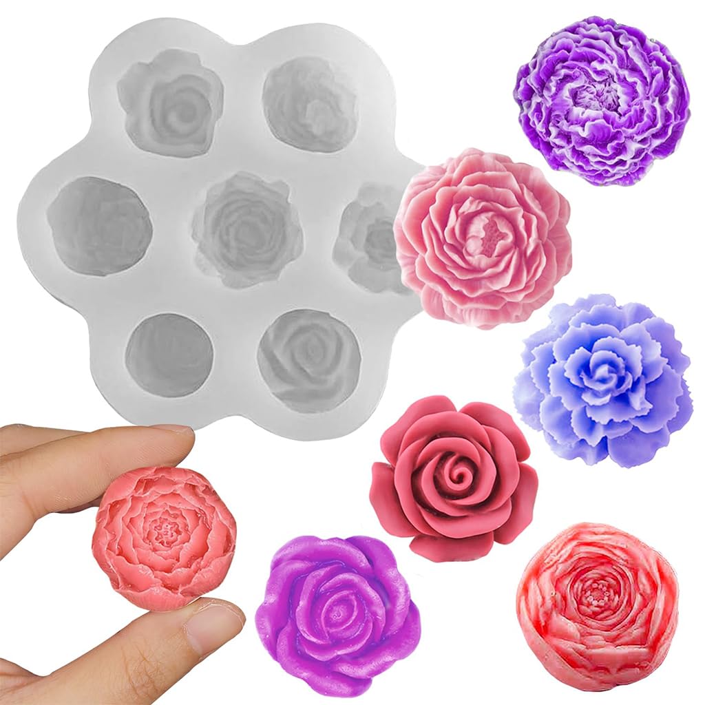 ZIBUYU 3D Candle Mould for DIY Soap and Chocolate featuring 7 Flower Chambers | Food Grade Silicone