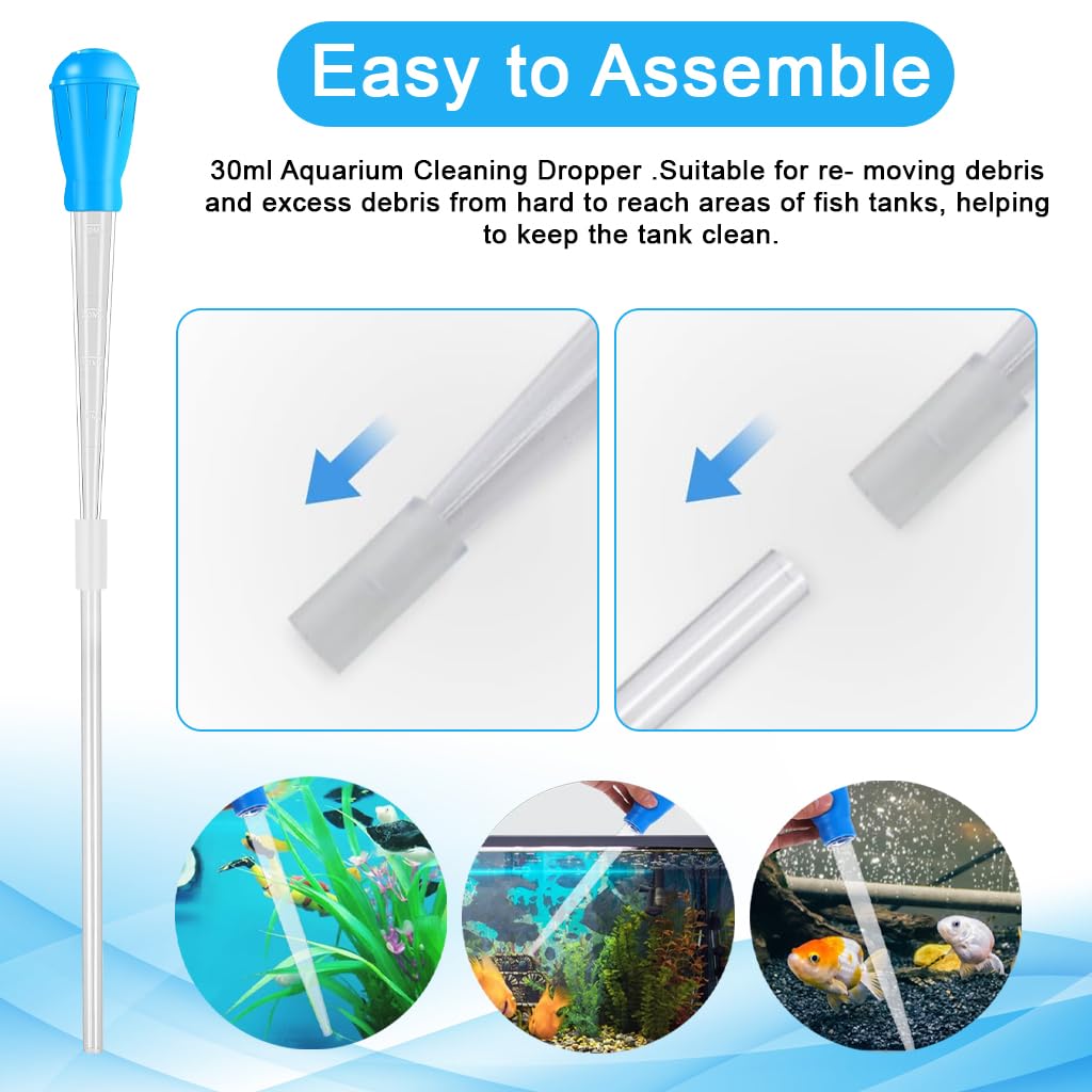 Qpets Aquarium Cleaning Dropper for Gravel and Sand | 29cm+26cm Tube with Precision Control