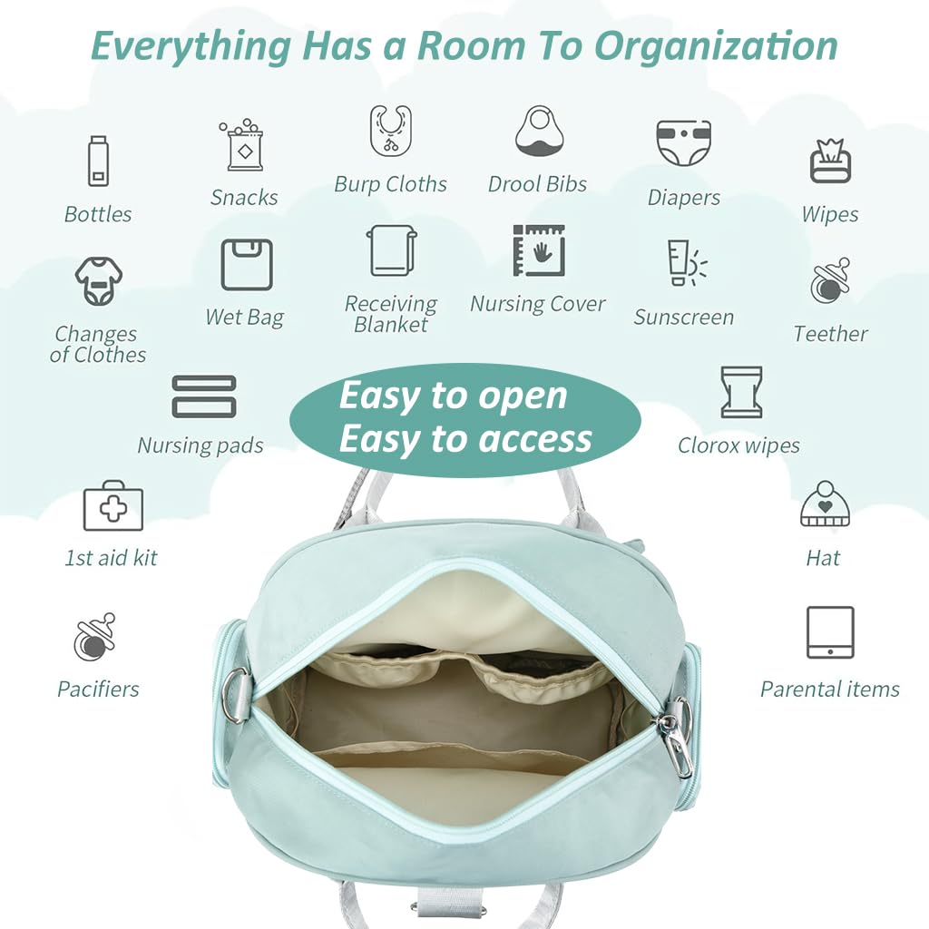 Zibuyu Diaper Bag for Travel with Shoulder Strap featuring 26x12x25 cm Large Capacity | Lightweight Tote for Moms