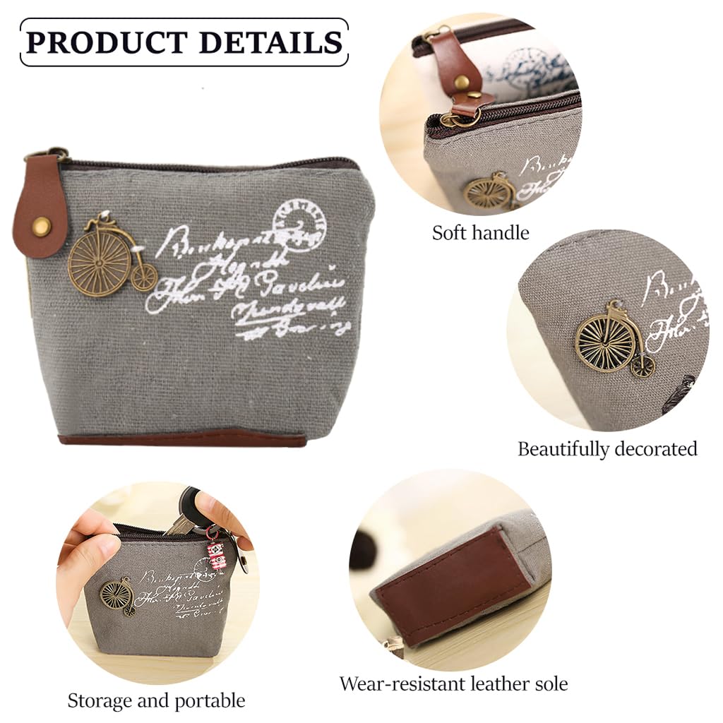 ZIBUYU Coin Pouch Set for Women and Kids with Zipper Canvas Wallets | 8PCS Cute Gift Bags