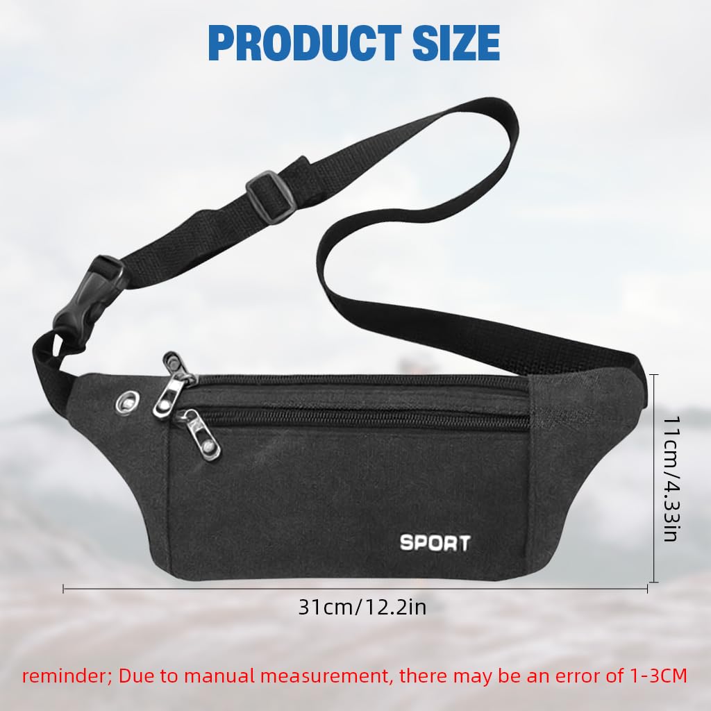 Proberos Fanny Pack for Running and Travel with Secure Zipper Pockets | Lightweight Unisex Waist Belt