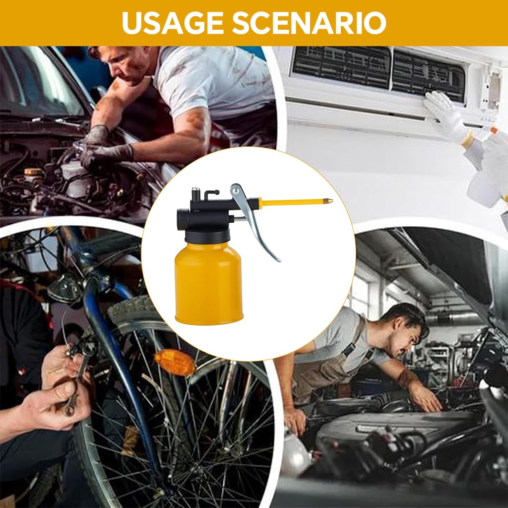 STHIRA Lubricating Oil Can for Bike featuring Pressurized Manual Pump and 250ml Steel Body | Precise Long Nozzle for Engine and Chain Maintenance