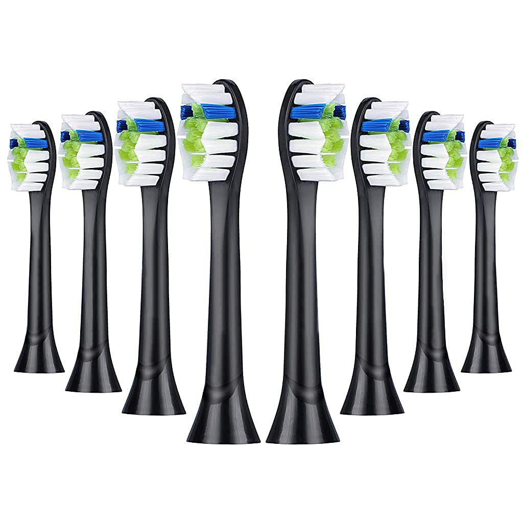 HANNEA Replacement Toothbrush Heads Compatible for Philips DiamondClean, 2020 Edition, Fit ProtectiveClean 4300 6100, EasyClean, Gum Health, HX6064 - Black Brush Head