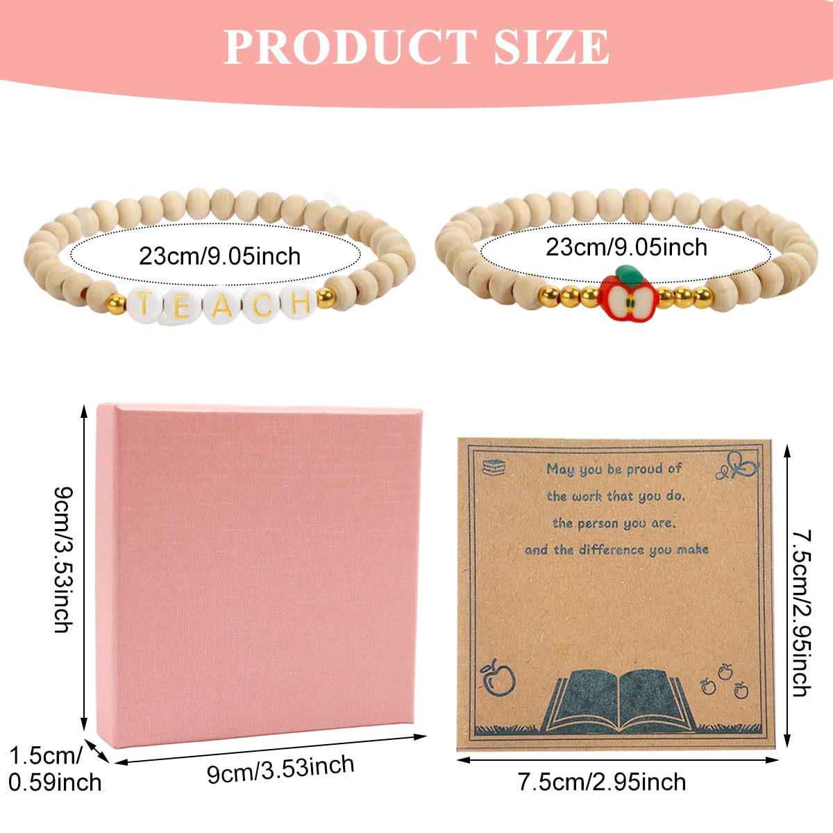 SANNIDHI Gift Bracelets for Teacher featuring 2pcs Clay Bead Design with Apple Charm | Thank You Set