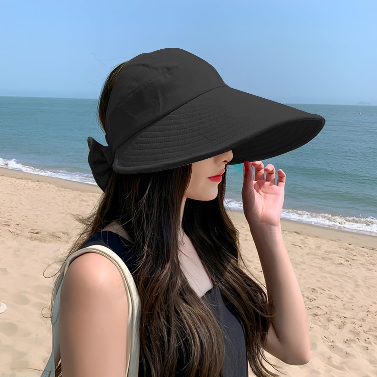 Zibuyu Sun Hat for Women with UPF 50+ Wide Brim and Retractable Side Visor | Beach and Outdoor Protection