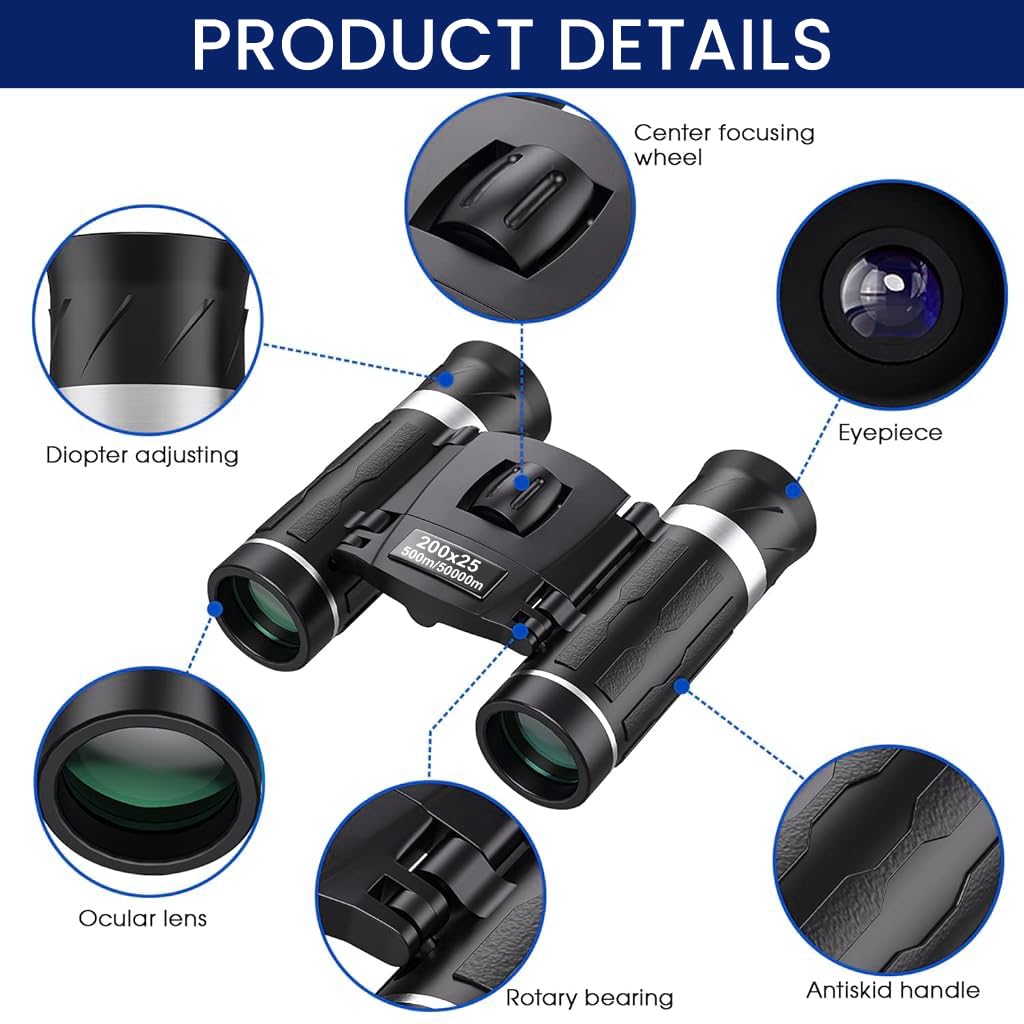 ZORBES Pocket Binoculars for Bird Watching and Travel featuring 200x25 Optics | Compact and Lightweight Design