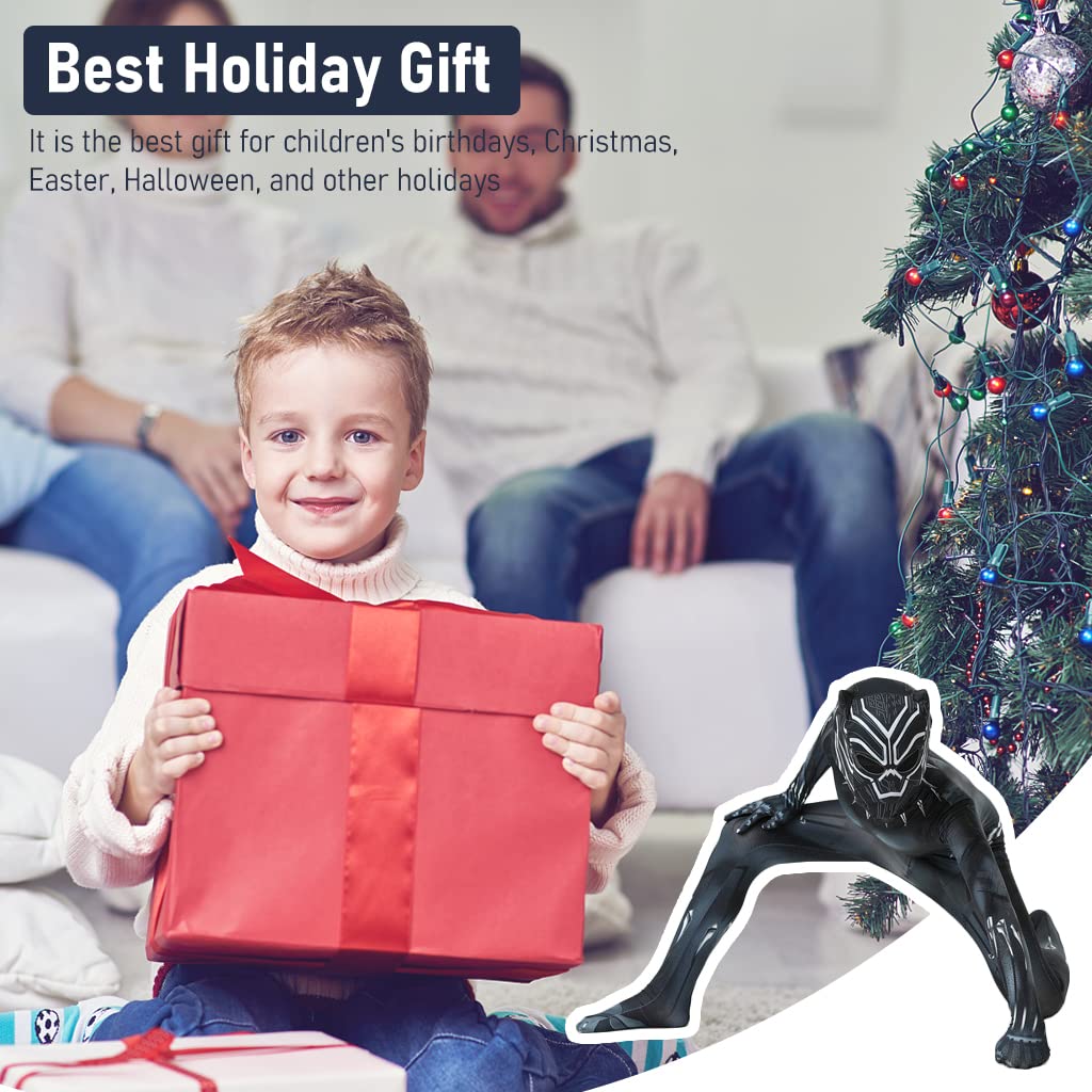 GUSTAVE Black Panther Costume for Kids featuring 3D Digital Prints and Breathable Spandex for 105–115cm Boys and Girls | Ideal for Superhero Party Cosplay