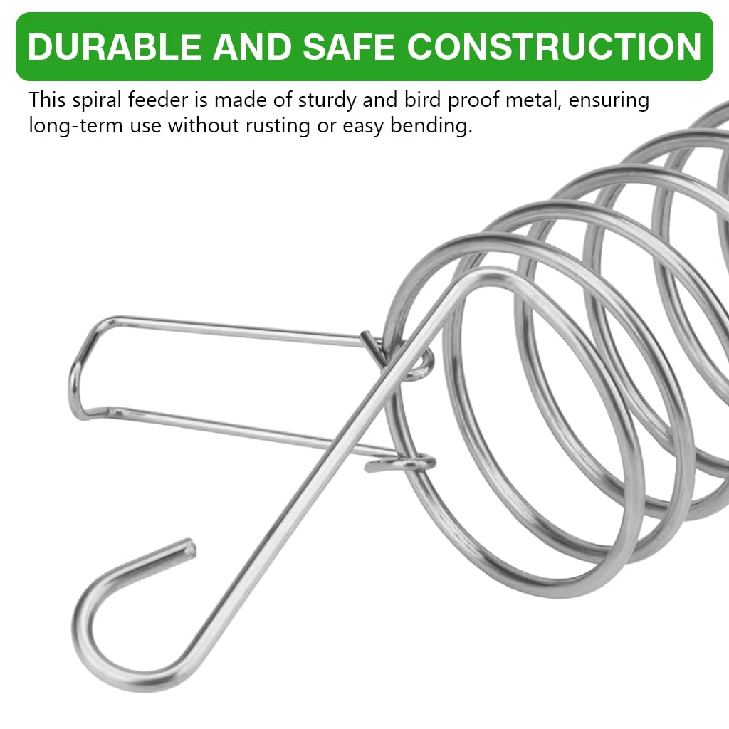 Qpets Parrot Spiral Millet Holder for Cage Feeding 9.5 x 1.8 in with Top Hook | Bird Enrichment Toy