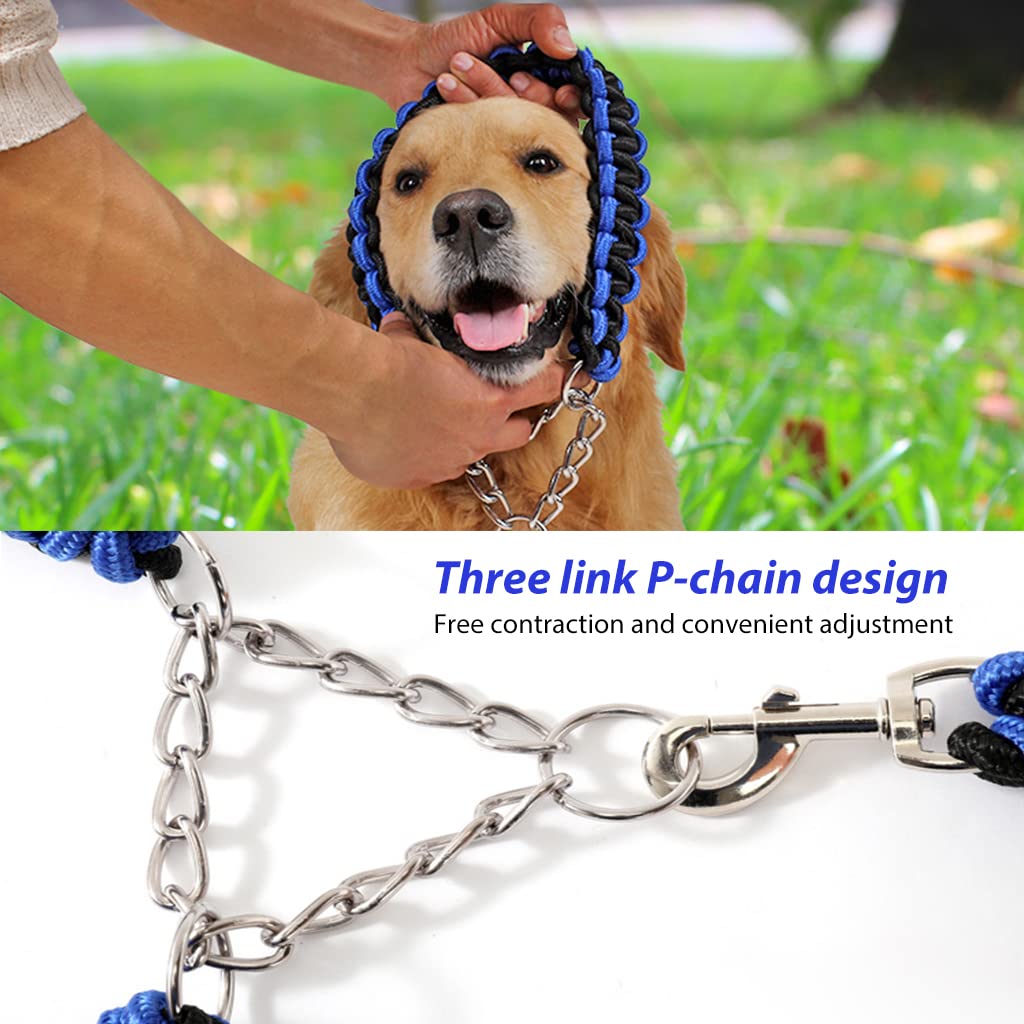 Qpets® 1.3M Dog Chains for Strong Dogs, 8 Strands of Woven Nylon Rope Dog Leash for Large Dogs 360° Swivel Metal Attachment Adjustable Dog Collar Detachable Dog Leash