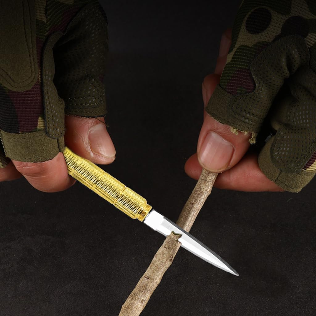 Optifit Portable Window Breaker with Keyring featuring Stainless Steel Design in Gold | Multipurpose Utility Tool