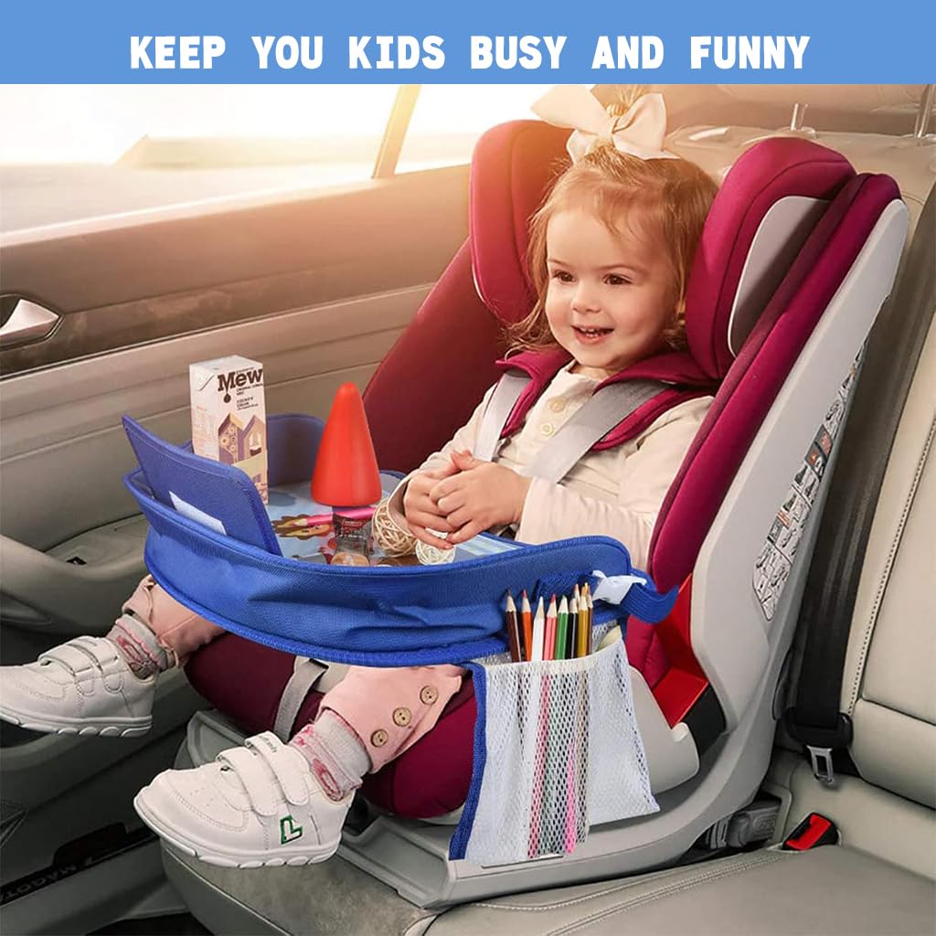 HASTHIP Kids Travel Tray for Car featuring Waterproof Oxford Cloth and Phone Holder | Portable Organizer for Road Trips