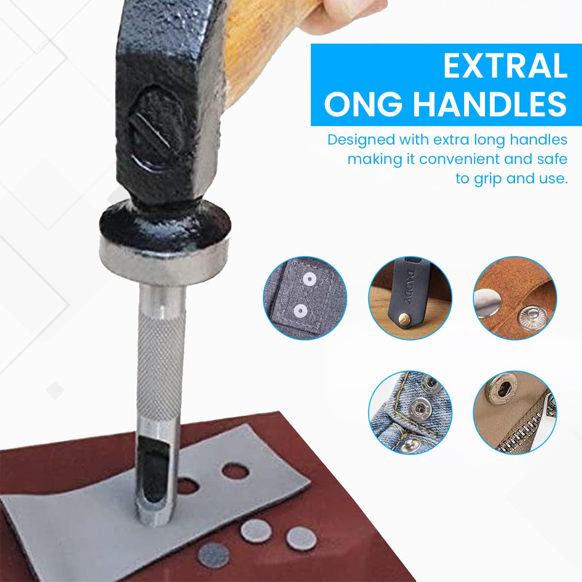 Serplex Craft Tool Die Punch Kit for Snap Buttons with 11pcs Multi Size Punch Set | DIY Leather and Denim Repair