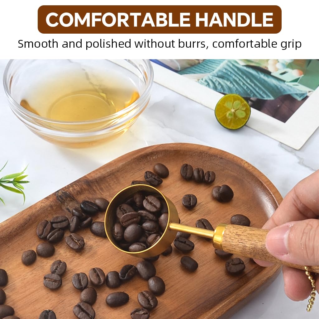 Supvox Spoon Set for Kitchen with 15ml Measuring Capacity and Wooden Handle | 6PCS Stainless Steel Scoops