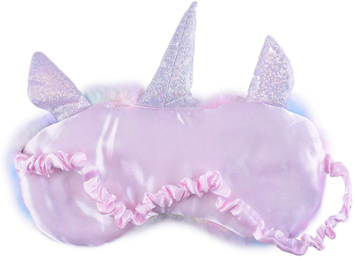 MAYCREATE Soft Plush Unicorn Sleeping Mask for Travel and Nap featuring Silk-Wrapped Band | Cute Gift for Women Girls and Kids