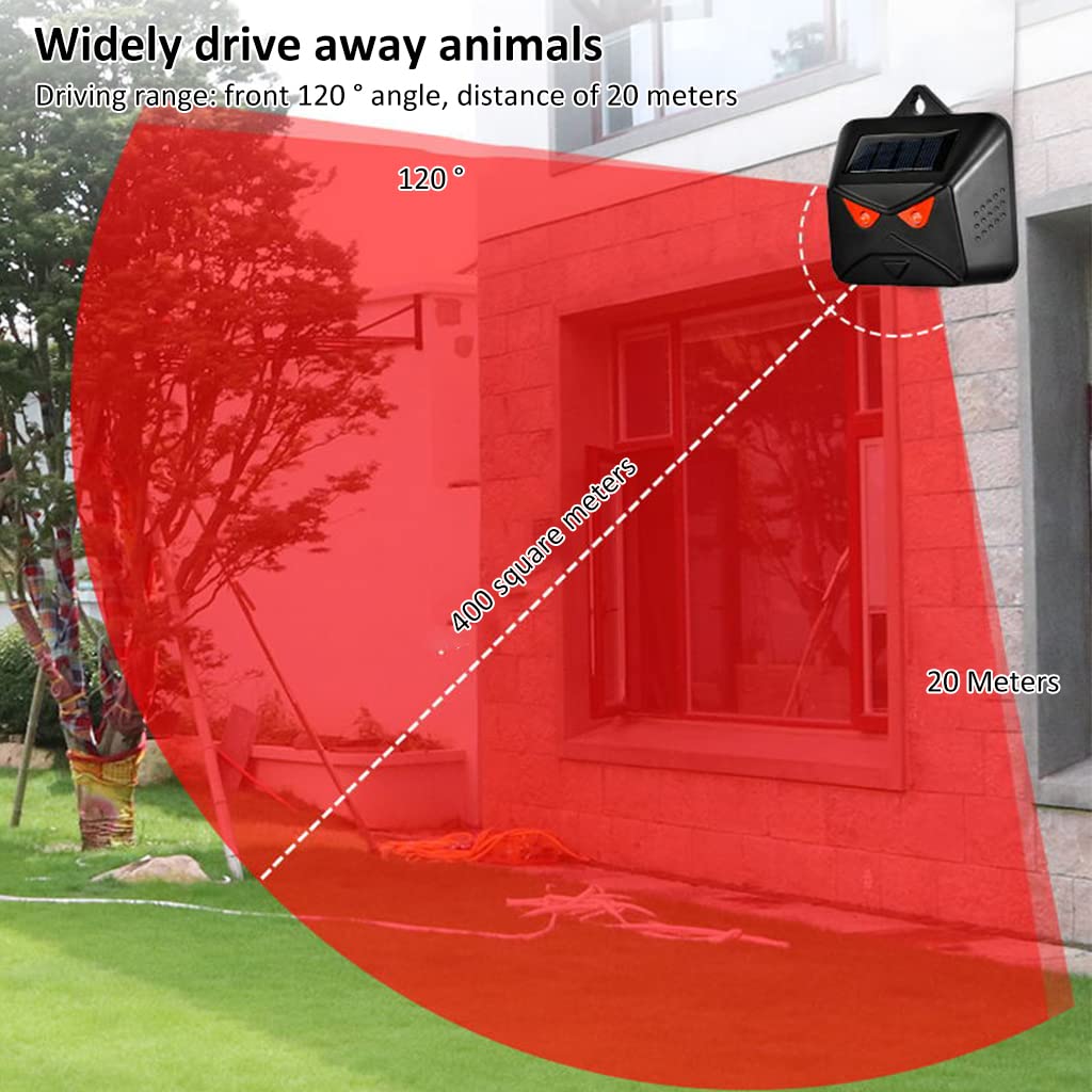 Qpets® Solar Animal Repeller Light-Controlled Mouse Repellent with Flash Light, Auto Motion Sensor Animal Repeller Animal Deterrent Devices Outdoor for Rabbit, Rats, Bird, IP44 Repeller