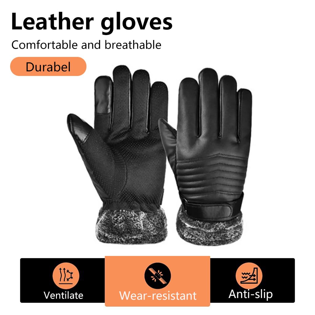 PROBEROS Polar Fleece Winter Gloves for Cycling and Driving with Touchscreen Grip | Waterproof Windproof Warm Unisex Design
