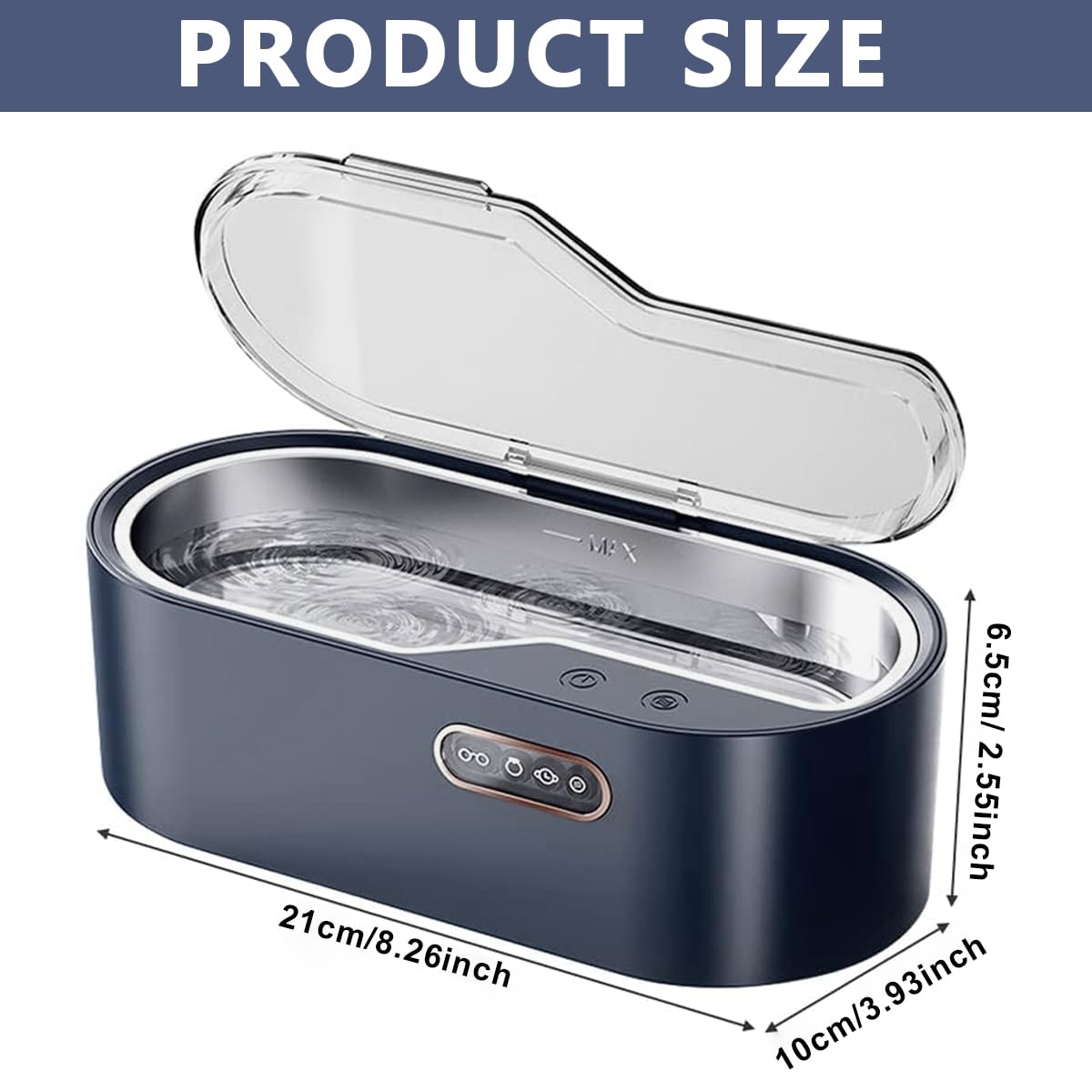 Serplex Ultrasonic Jewelry Cleaner for Dentures and Eyeglasses with 45000 Hz Power | SUS 304 Stainless Steel 450 ml Chamber