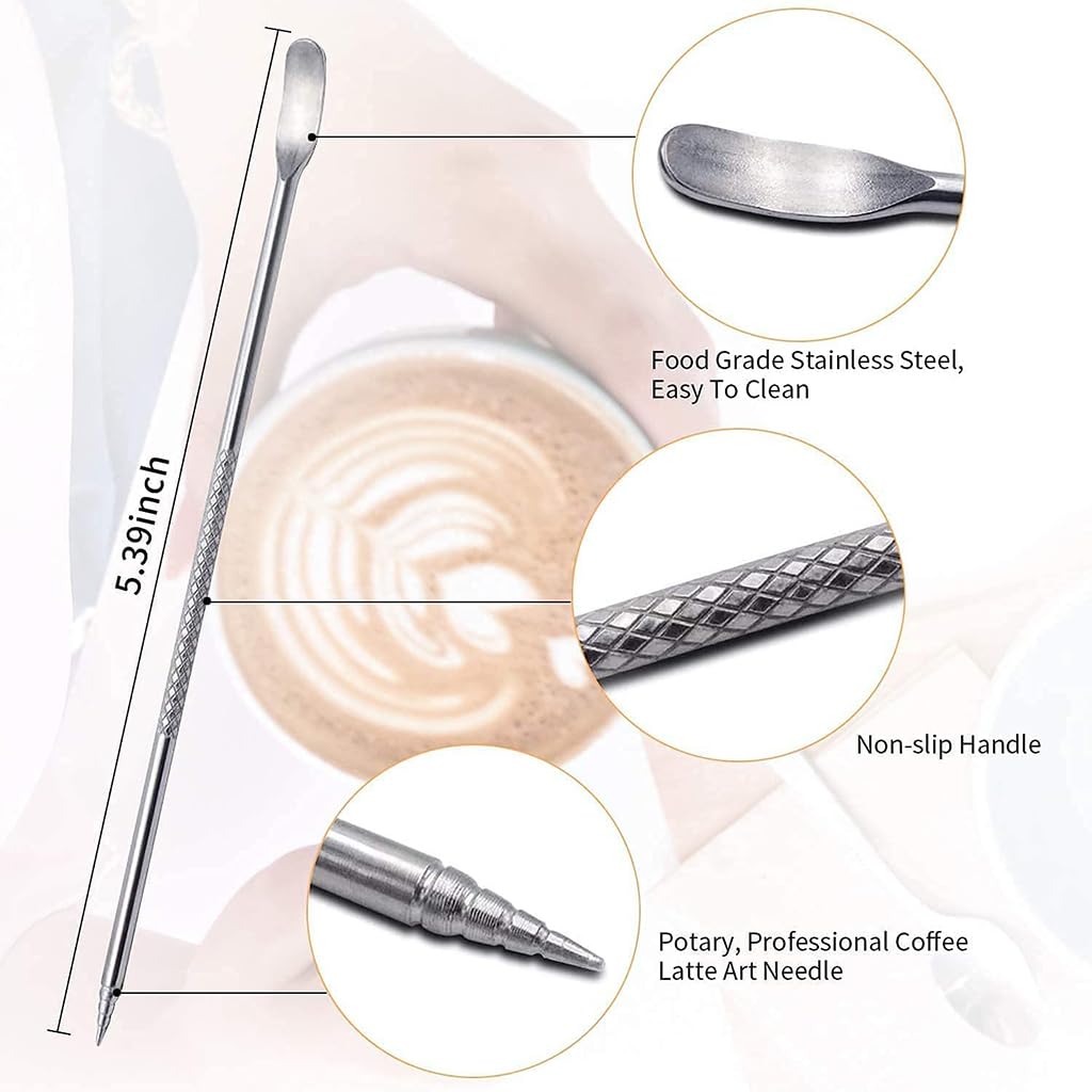 HASTHIP Milk Frothing Pitcher 20oz with Scale and Decorating Pen for Latte Art | Stainless Steel Barista Tool