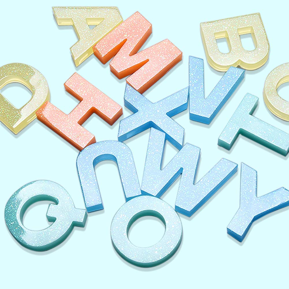 HASTHIP  Alphabet Resin Casting Mold, Letter and Numbers Resin Moulds, DIY Letter Key Chain, Pendant, Jewelry Making Molds for Resin, Silicone Epoxy Resin Moulds