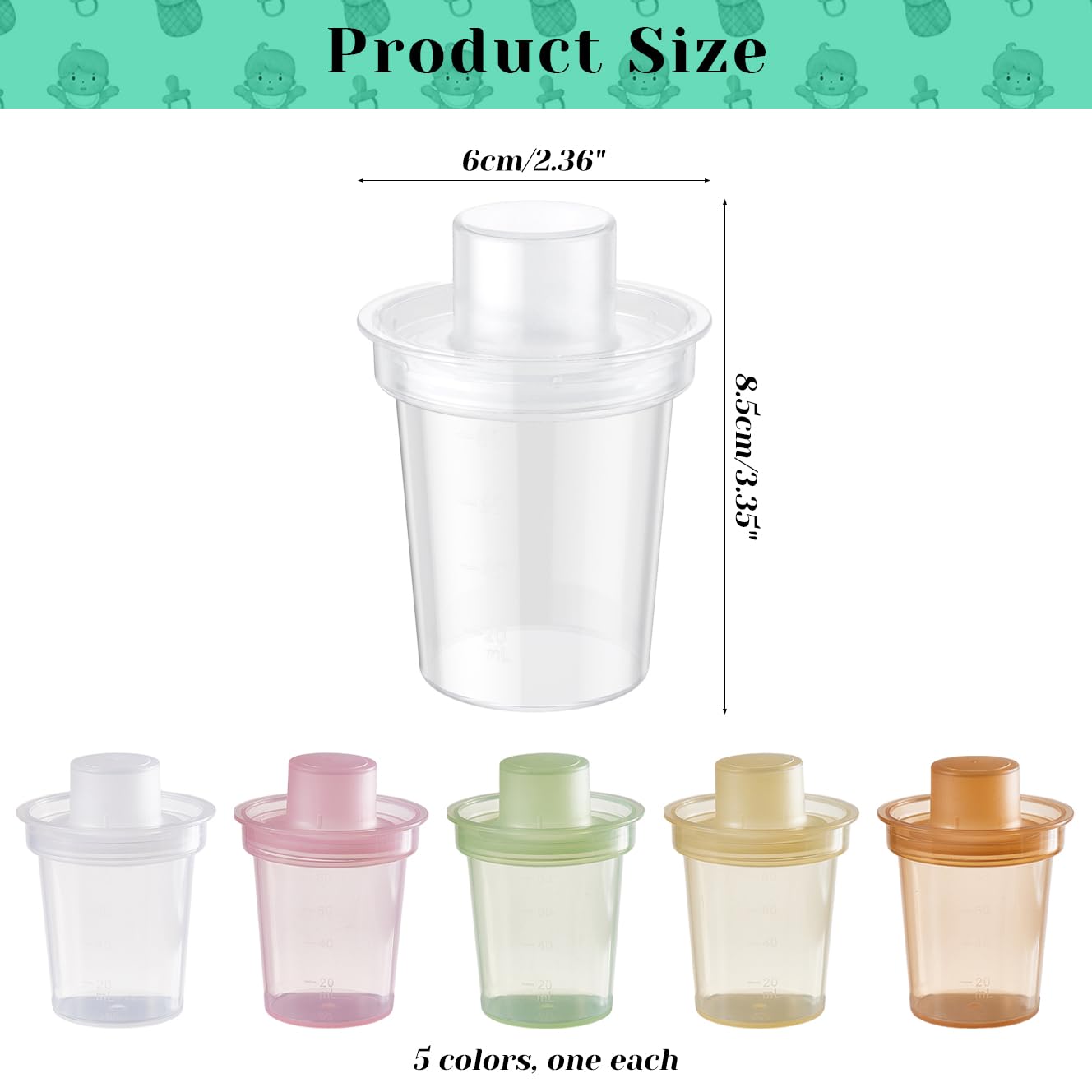 SNOWIE SOFT Baby Milk Powder Container for Travel with Seal Lid and 5×80ml BPA‑Free Cups
