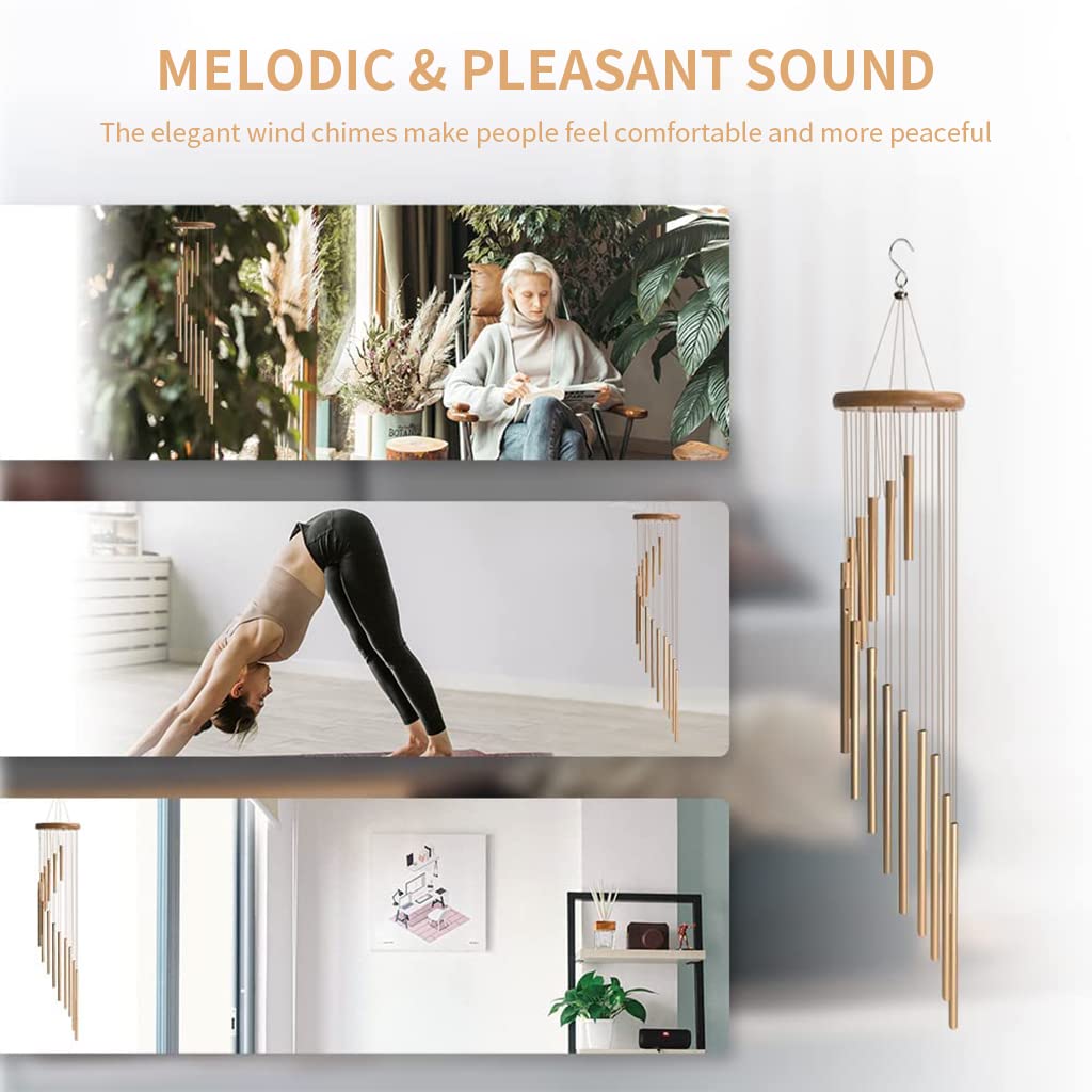 HASTHIP Wind Chimes for Home featuring 15 Aluminum Tubes and Hanging Hook Design | 23 Inch