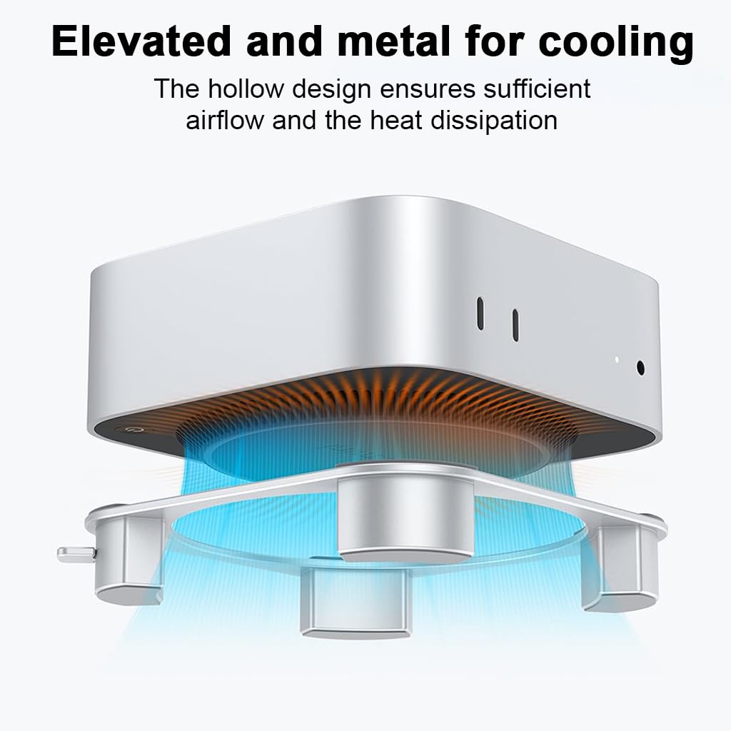 ZORBES Aluminum Stand for Mac mini M4 and M4 Pro featuring Switch Assistance | 14.5x13.4x2.6 cm Cooling Riser with Anti‑Slip Pads