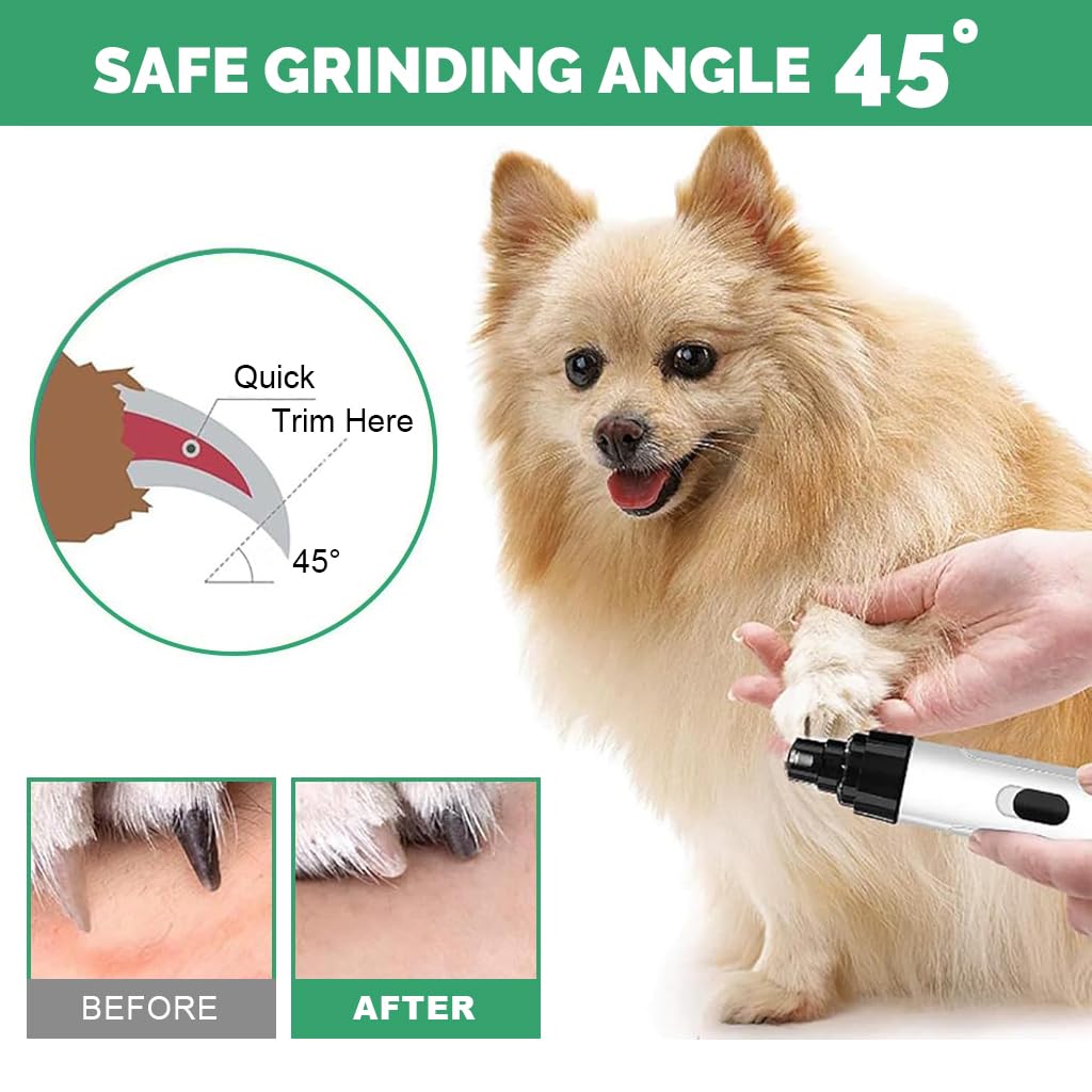 ZIBUYU Dog Nail Grinder for Safe Pet Grooming with Quiet Low Vibration Motor | USB Rechargeable