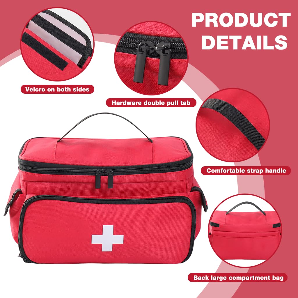 HANNEA Travel Medicine Organizer for Home Car and Office 29x18x16cm with Dual Zipper | Waterproof Oxford Cloth First Aid Bag