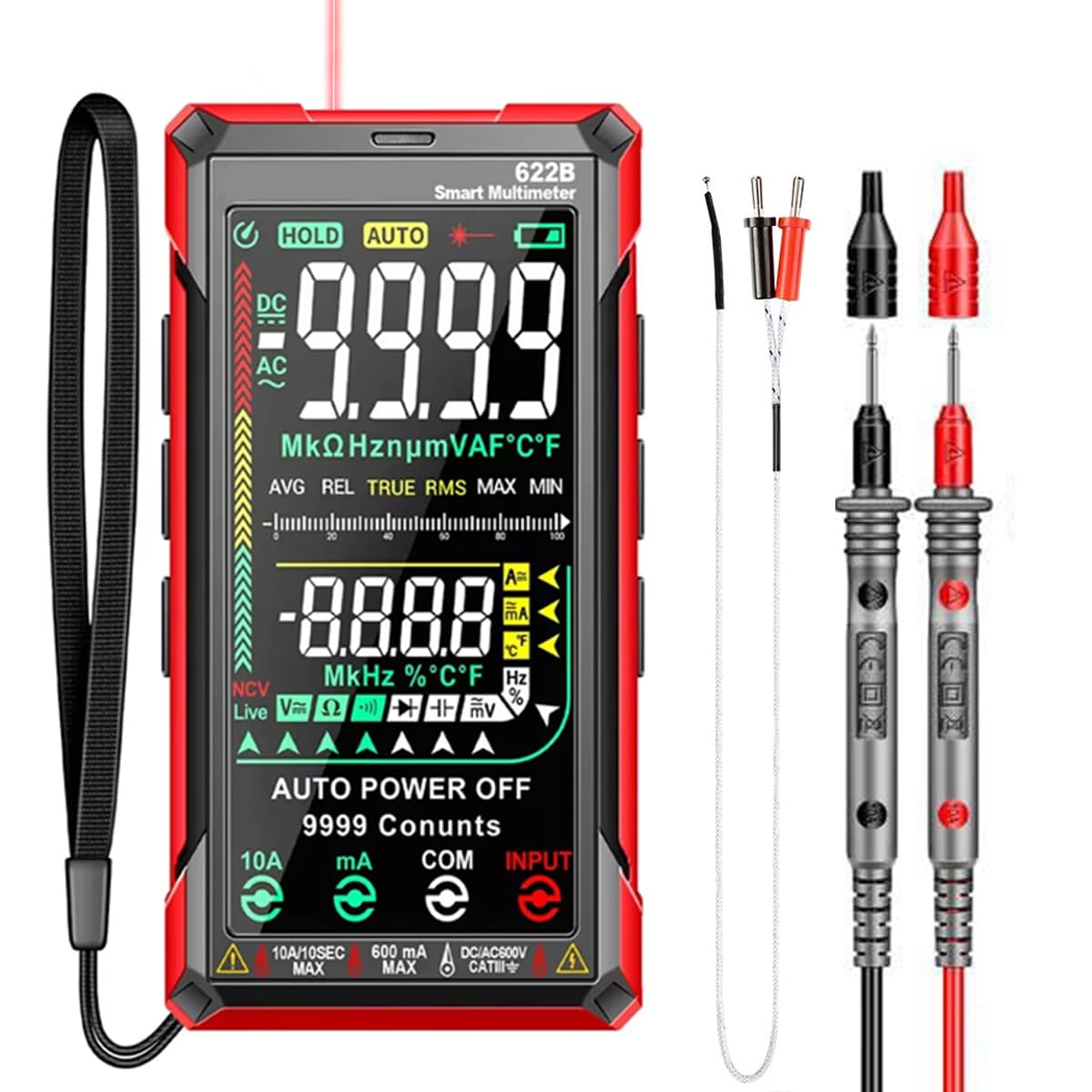 Serplex® Digital Multimeter Tester with Flashlight 9000 Counts Voltmeter Battery Operated Multimeter Measures AC/DC Current/NCV/Voltage/Ohm/Amp/Resistance/Countinuity/Capacitance/Temperature