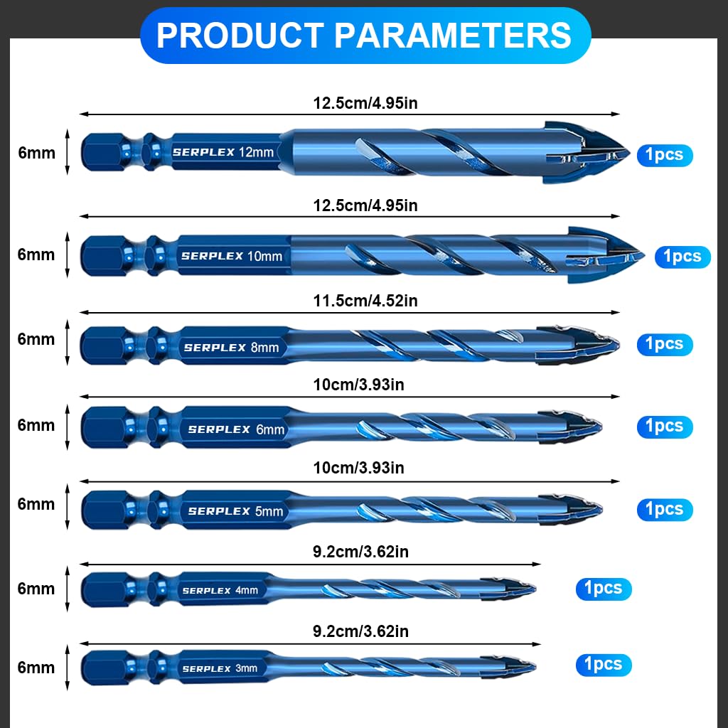 Serplex Countersink Drill Bit Set for Woodworking with 10 pcs and 5 sizes | #45 Carbon Steel