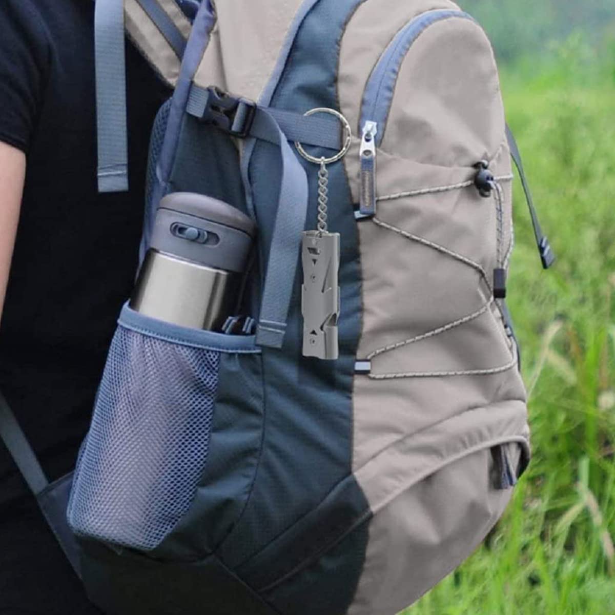 ZIBUYU Emergency Whistle for Outdoor Survival with Dual Hole 120db Sound | Stainless Steel Keychain 57×18×9mm