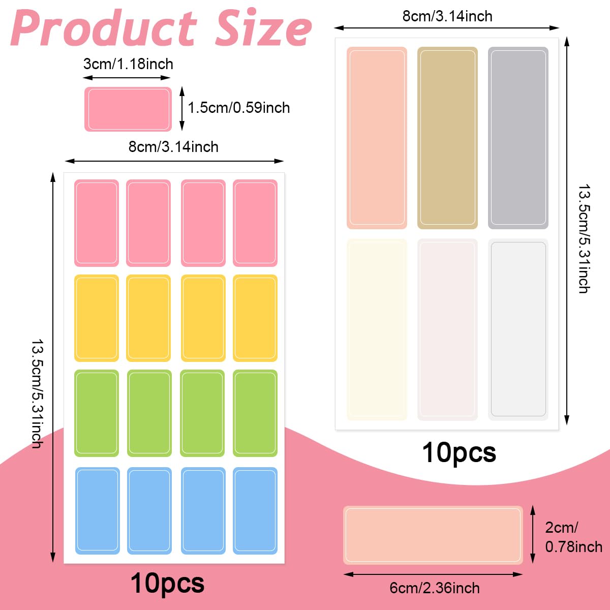 HASTHIP Label Stickers for Home and School with Marker Pen featuring 220 pcs Waterproof Labels | Vibrant Multi Size Design