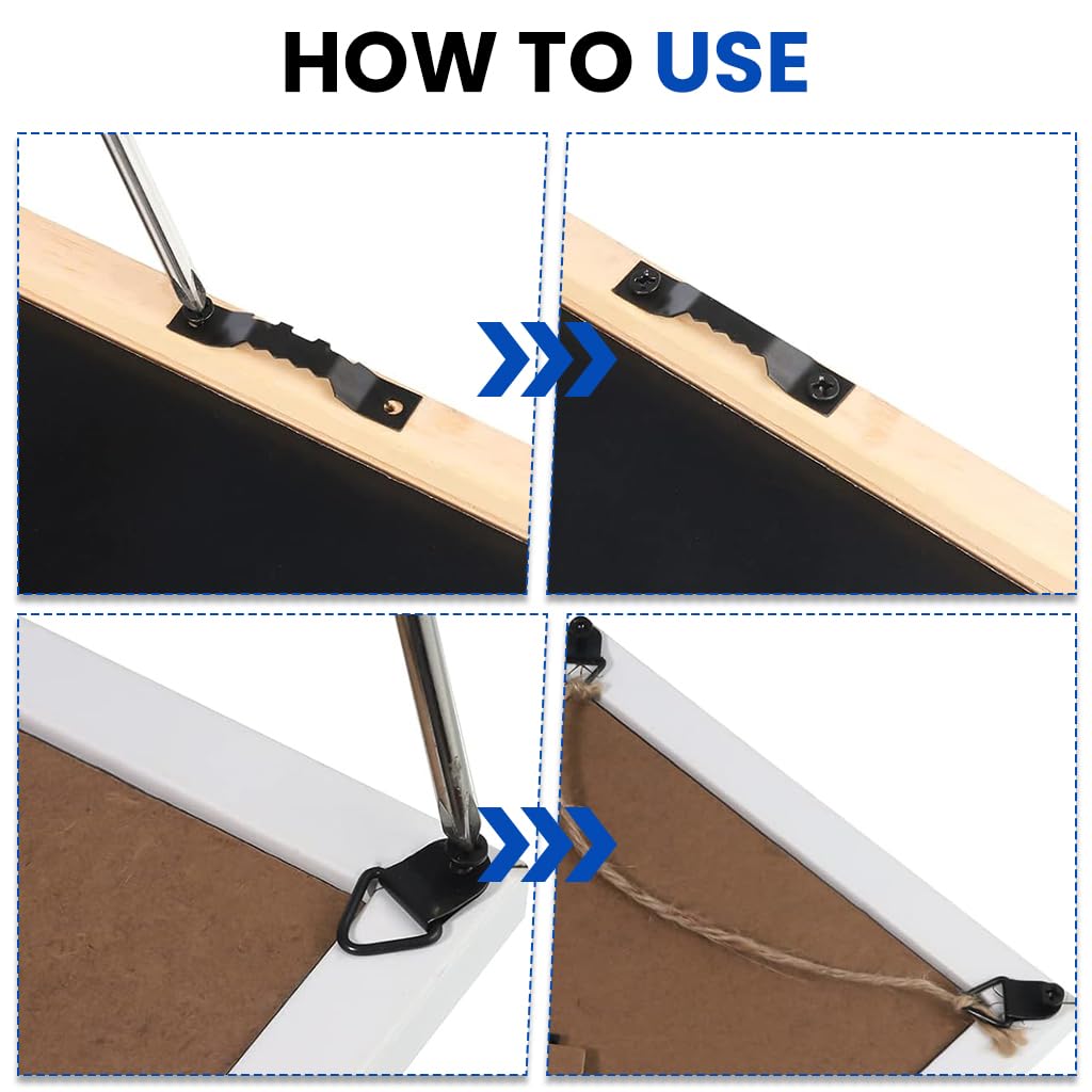 ZIBUYU Picture Hanging Kit for Artwork and Photo Frames with 251 pcs Metal Parts | Black Finish