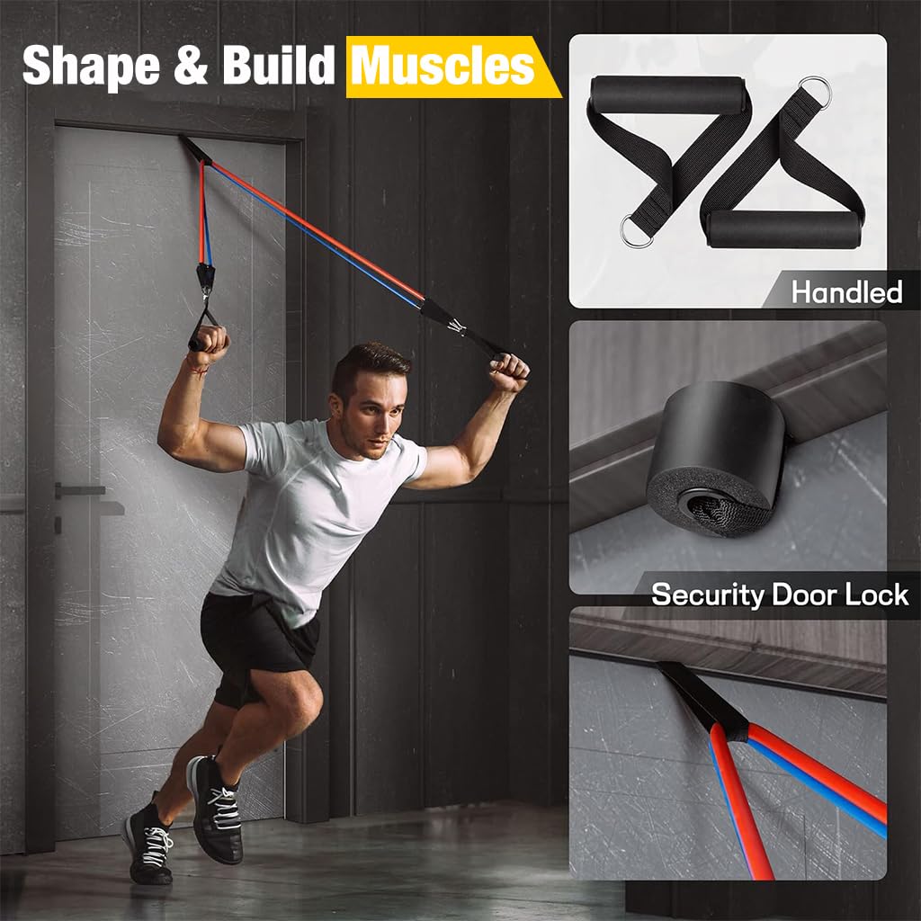 Proberos Resistance Tube Kit for Exercise and Stretching with Foam Handles and Door Anchor | Eco Latex Bands for Men and Women