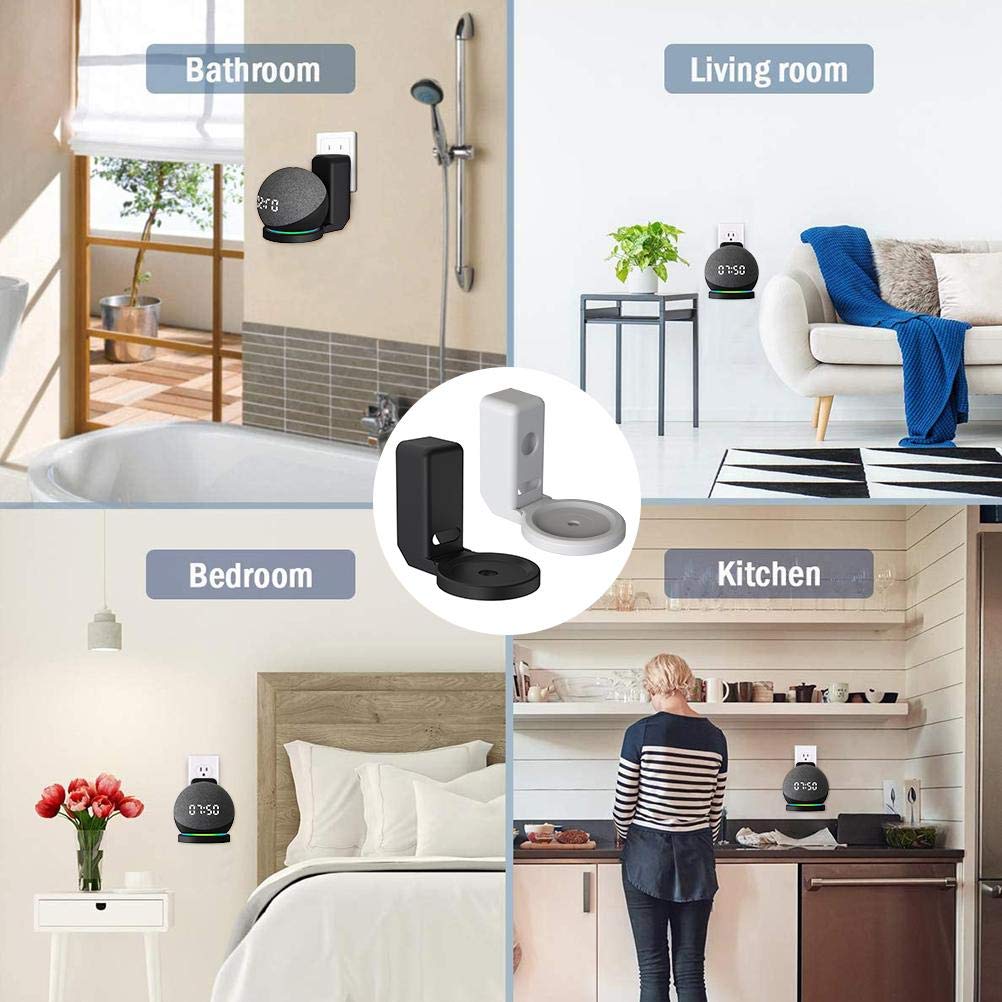 Zeitel Echo Dot 4th Gen Wall Mount for Space Saving Setup with Built in Cable Organizer | Black Holder