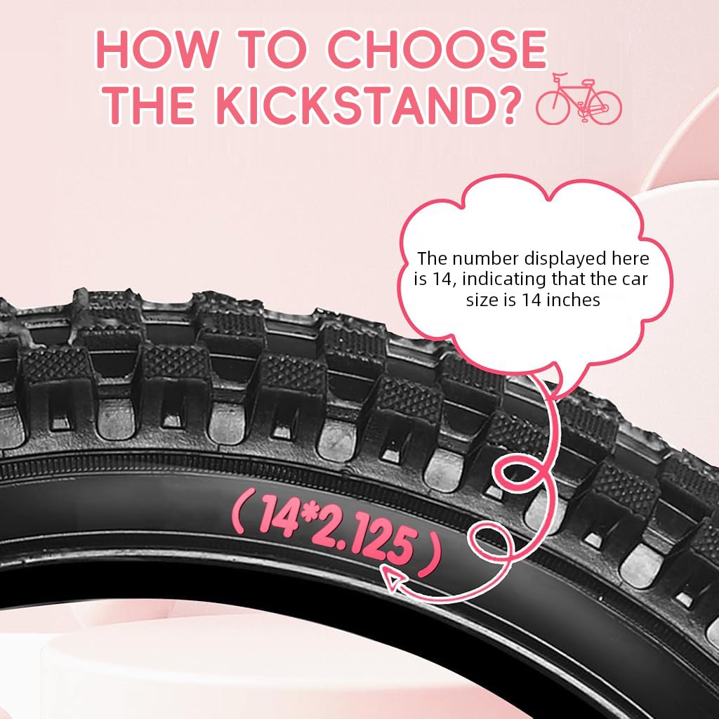 Proberos Kids Bicycle Kickstand for 20 Inch Wheels featuring Spring Loaded Mechanism and Reinforced Metal Pink 3 PCS