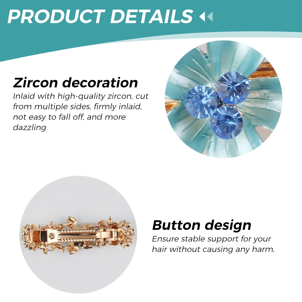MAYCREATE Barrette Hair Clips for Women featuring 7–9cm Spring Clip Alloy Metal | Blue Crystal Style