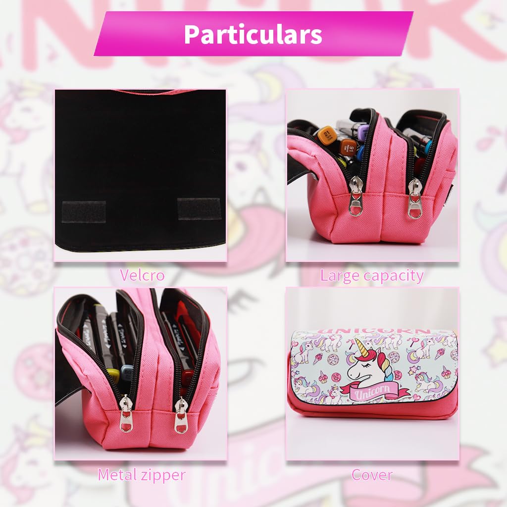 Climberty Large Unicorn Pencil Case with Dual Zippered Layers for School & Travel | Cute Gift for Kids and Teens