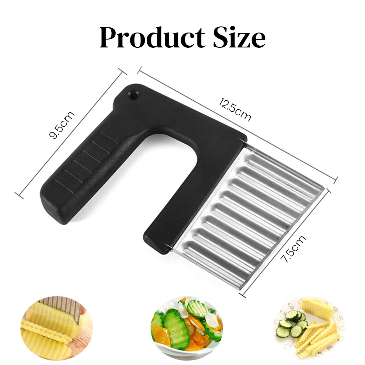 Supvox Crinkle Cutter Knife for Potatoes and Vegetables with Corrugated Blade | 1 Pcs Stainless Steel Kitchen Tool